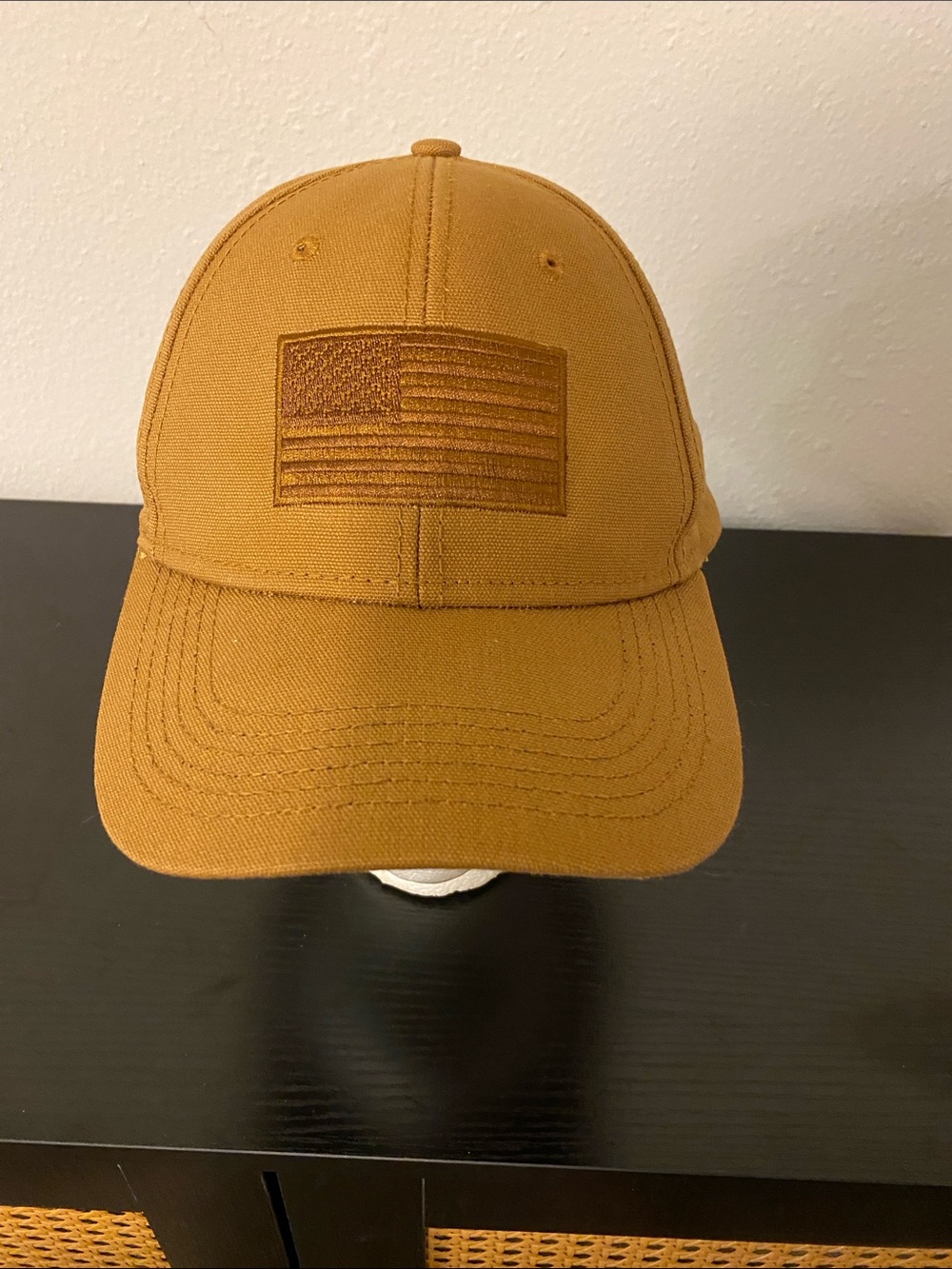 Embroidered Flag Baseball Cap - Caramel